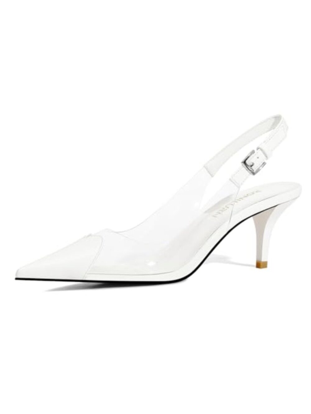 Women's Kitten Heels Clear Slingback Closed Pointed Toe Pumps Low Heel Dress